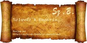 Szlovák Beatrix névjegykártya