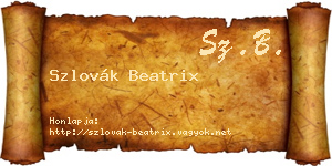 Szlovák Beatrix névjegykártya